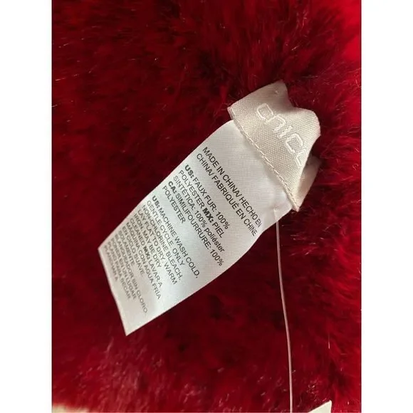 Womens Chico’s red faux fur pull through scarf NWT - Picture 6 of 7